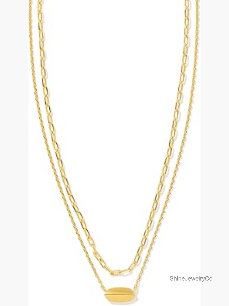 MultiStrand Layered Gold Tone Necklace 16 16 18 Lobster Claw 14k Hge